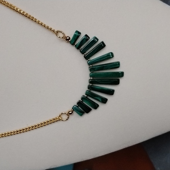 Hand Crafted Jewelry - Hand Crafted Genuine A Grade Graduated Malachite Focal With 18kt Gold